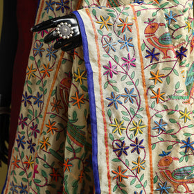 Ranihati madhubani chapa work chanderi silk hand embroidery