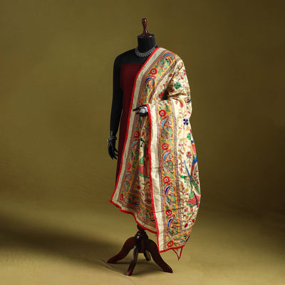 Ranihati madhubani chapa work chanderi silk hand embroidery