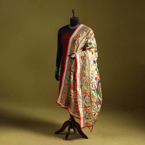 Ranihati madhubani chapa work chanderi silk hand embroidery