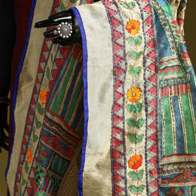 Ranihati madhubani chapa work chanderi silk hand embroidery