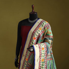 Ranihati madhubani chapa work chanderi silk hand embroidery