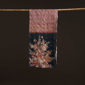 Beige - reversible silk bengal hand kantha stitch stole 133