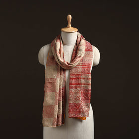 Beige - reversible silk bengal hand kantha stitch stole 137