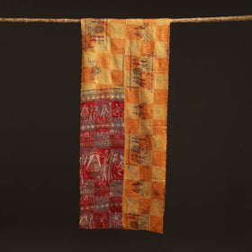 Beige - reversible silk bengal hand kantha stitch stole 137