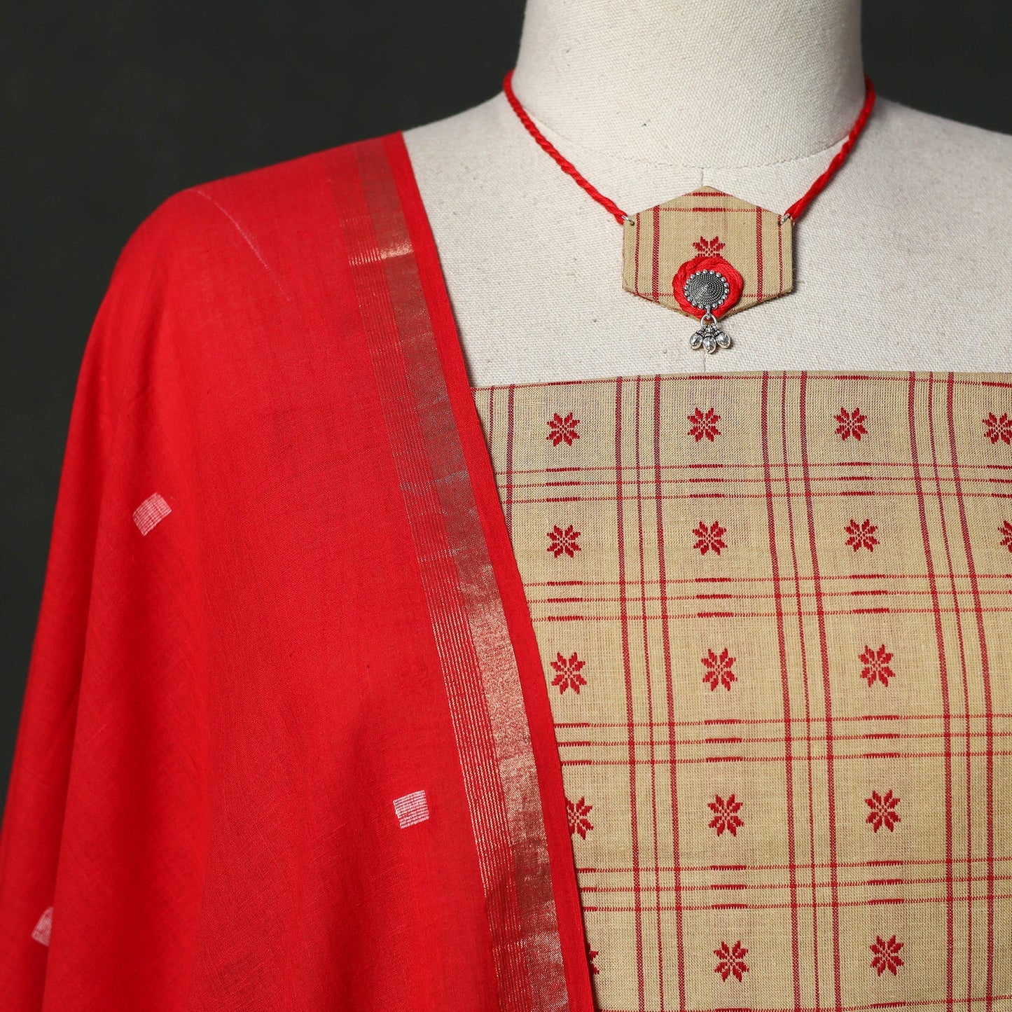 Sambalpuri embroidered cotton 2pc unstitched dress material