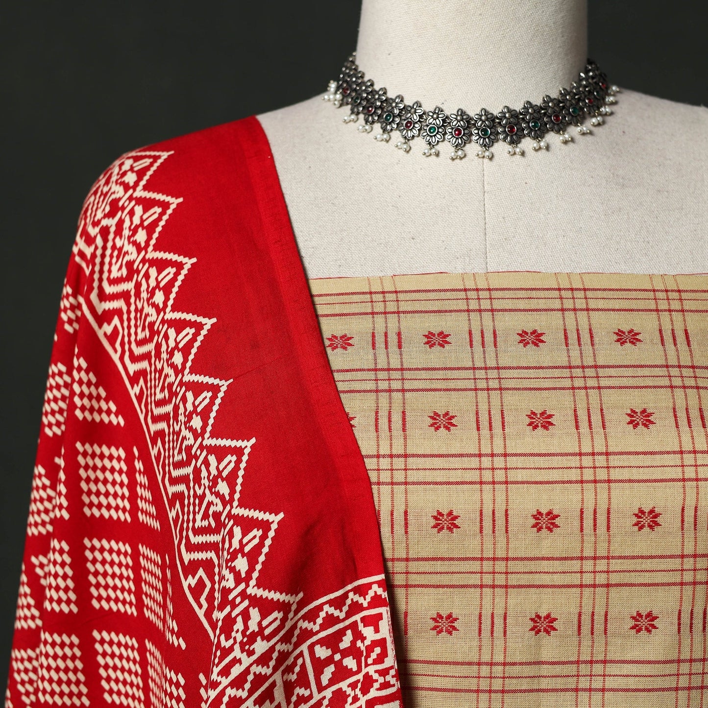 Sambalpuri embroidered cotton 2pc unstitched dress material
