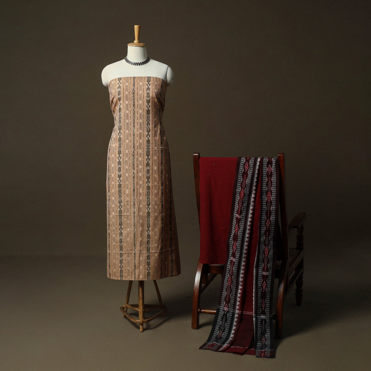 Sambalpuri ikat cotton 3pc unstitched dress material suit