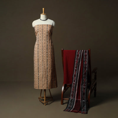 Sambalpuri ikat cotton 3pc unstitched dress material suit