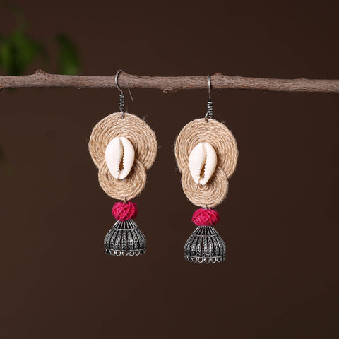 Beige - sana german silver jute jhumki earrings