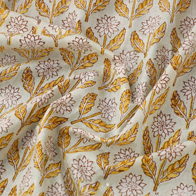 Beige Sanganeri Block Print Cotton Fabric