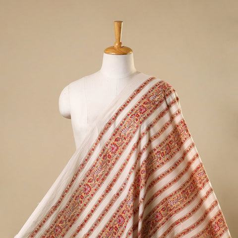 Beige Sanganeri Block Print Cotton Fabric