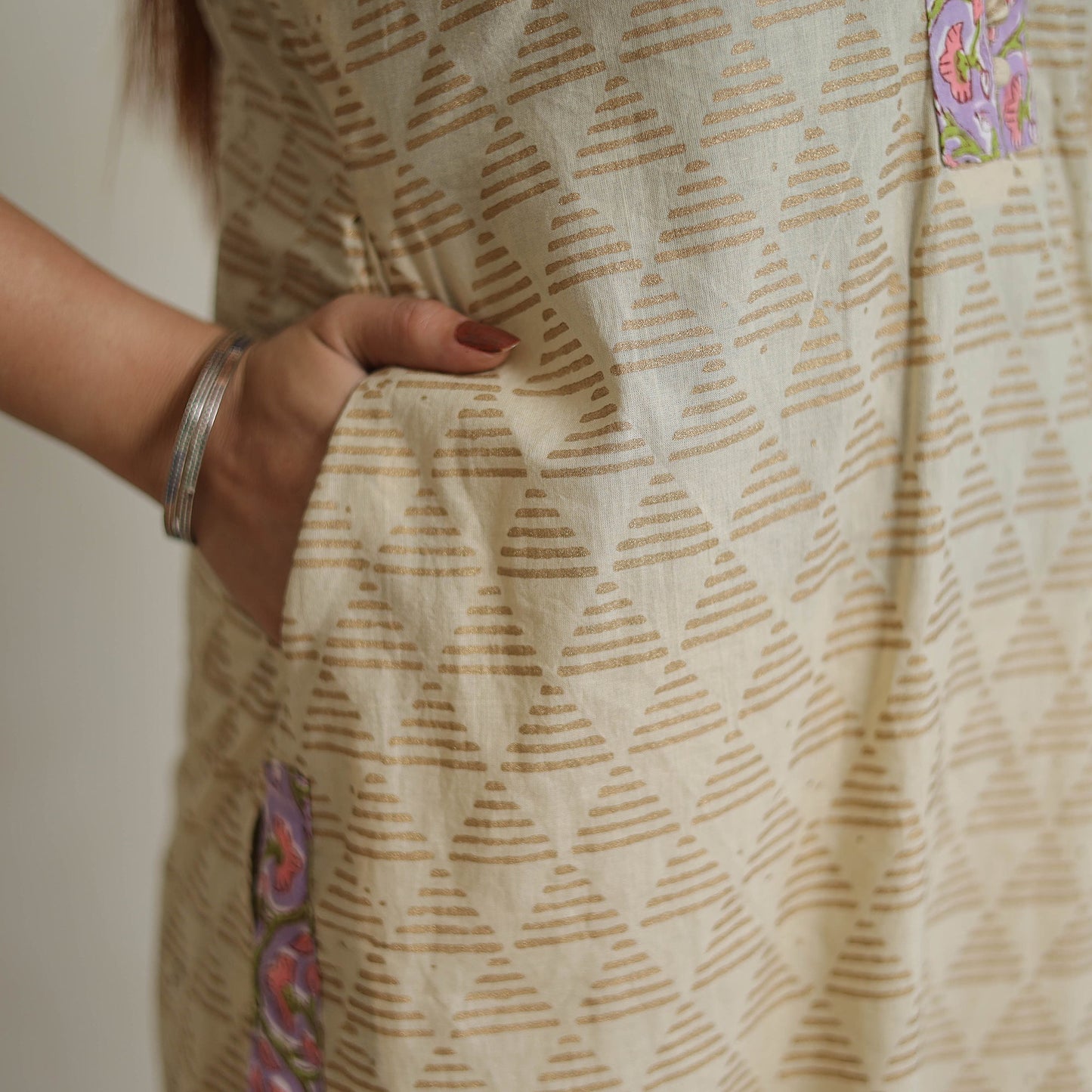 Beige - sanganeri cotton kurta suit set 12 - handcrafted