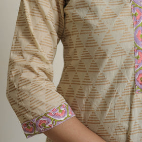 Beige - sanganeri cotton kurta suit set 12 - handcrafted