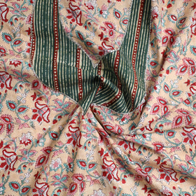 Beige - sanganeri cotton patchwork unstitched kurta