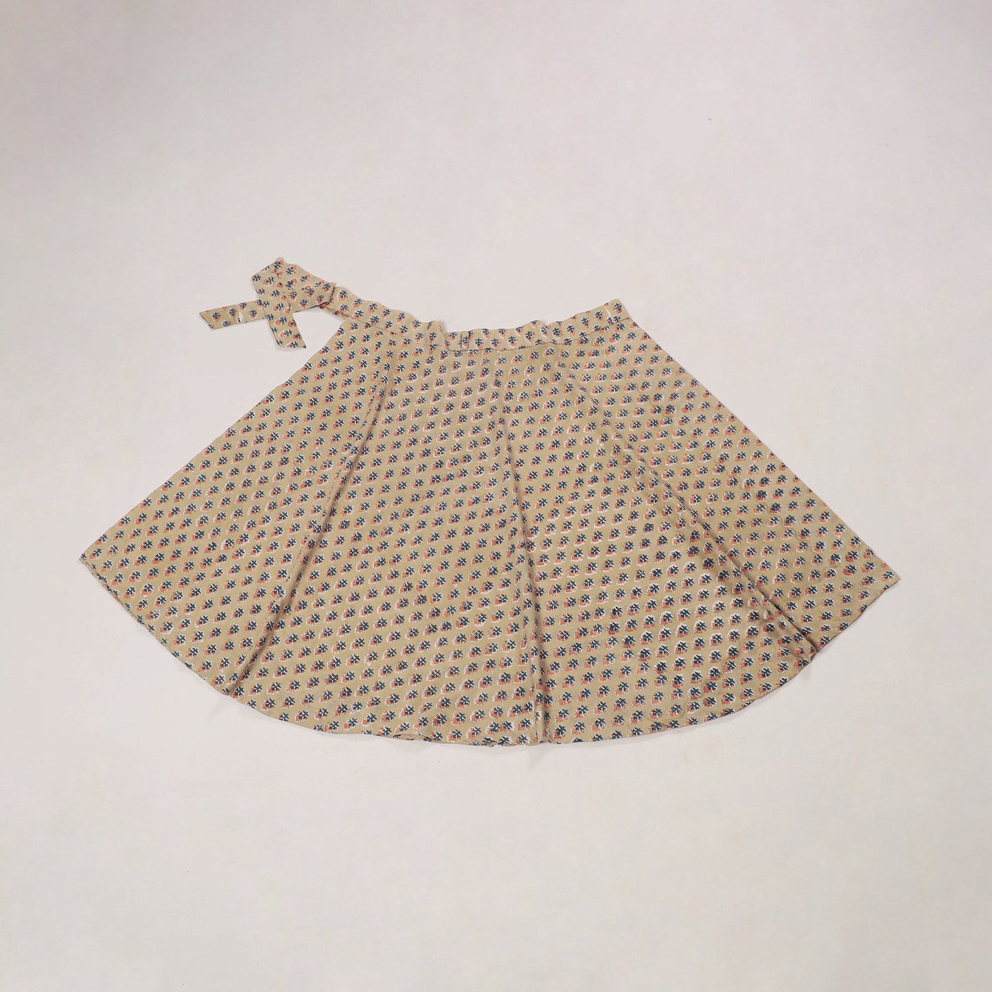 Beige - sanganeri cotton wrap around skirt 06 - handcrafted