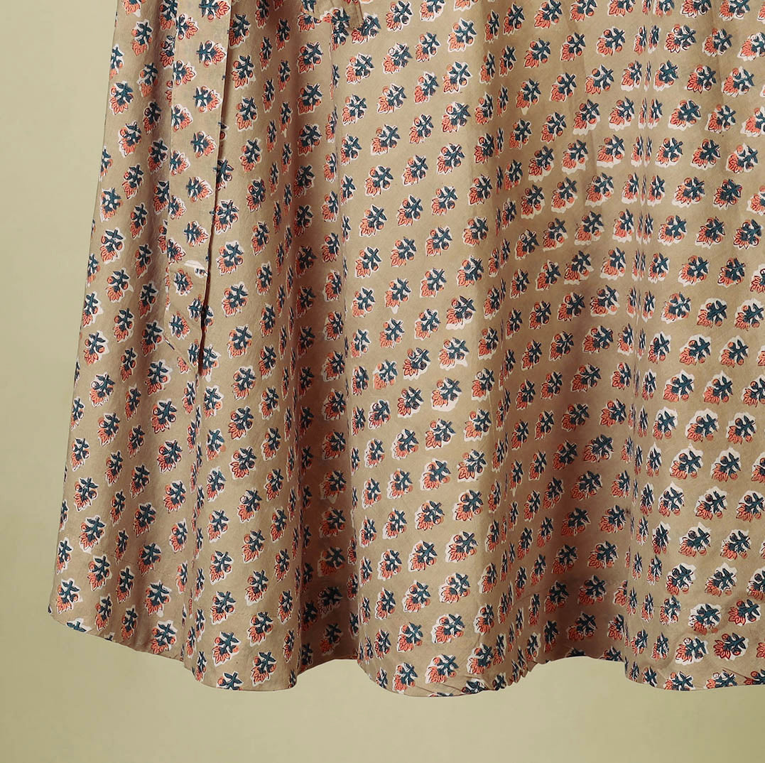 Beige - sanganeri cotton wrap around skirt 06 - handcrafted