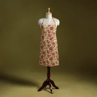 Beige - sanganeri hand block print apron with pocket 31