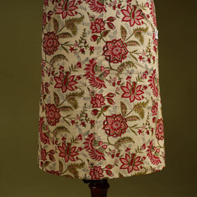 Beige - sanganeri hand block print apron with pocket 31