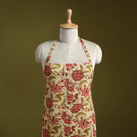Beige - sanganeri hand block print apron with pocket 31