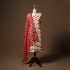 Beige - sanganeri hand block print cotton 2pc unstitched