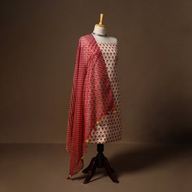 Beige - sanganeri hand block print cotton 2pc unstitched