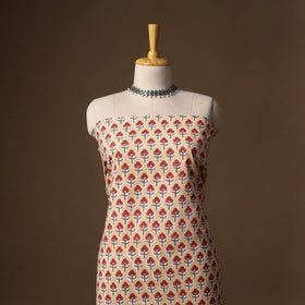 Beige - sanganeri hand block print cotton 2pc unstitched