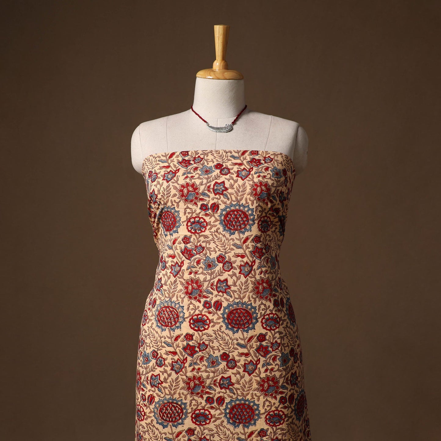 Beige - sanganeri hand block print cotton 2pc unstitched