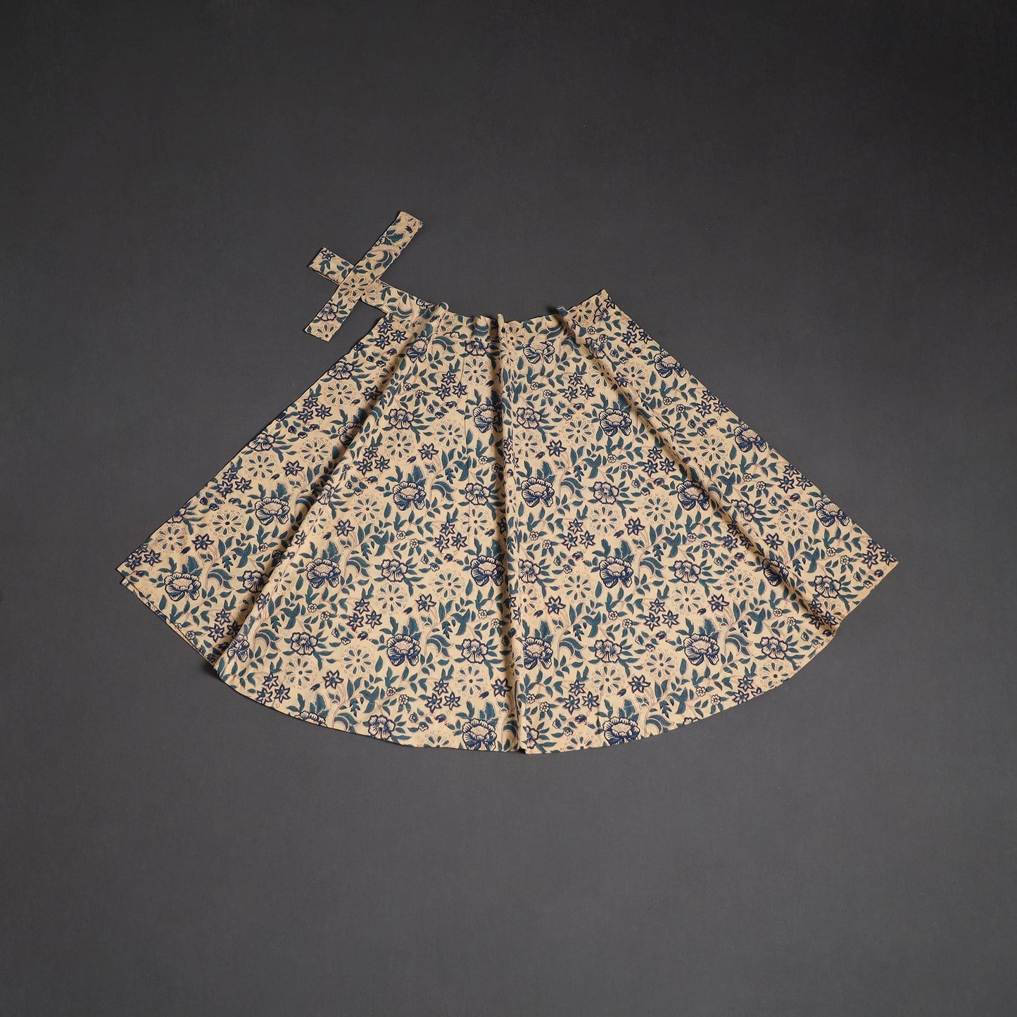 Sanganeri hand cotton wrap around skirt 55 - handcrafted