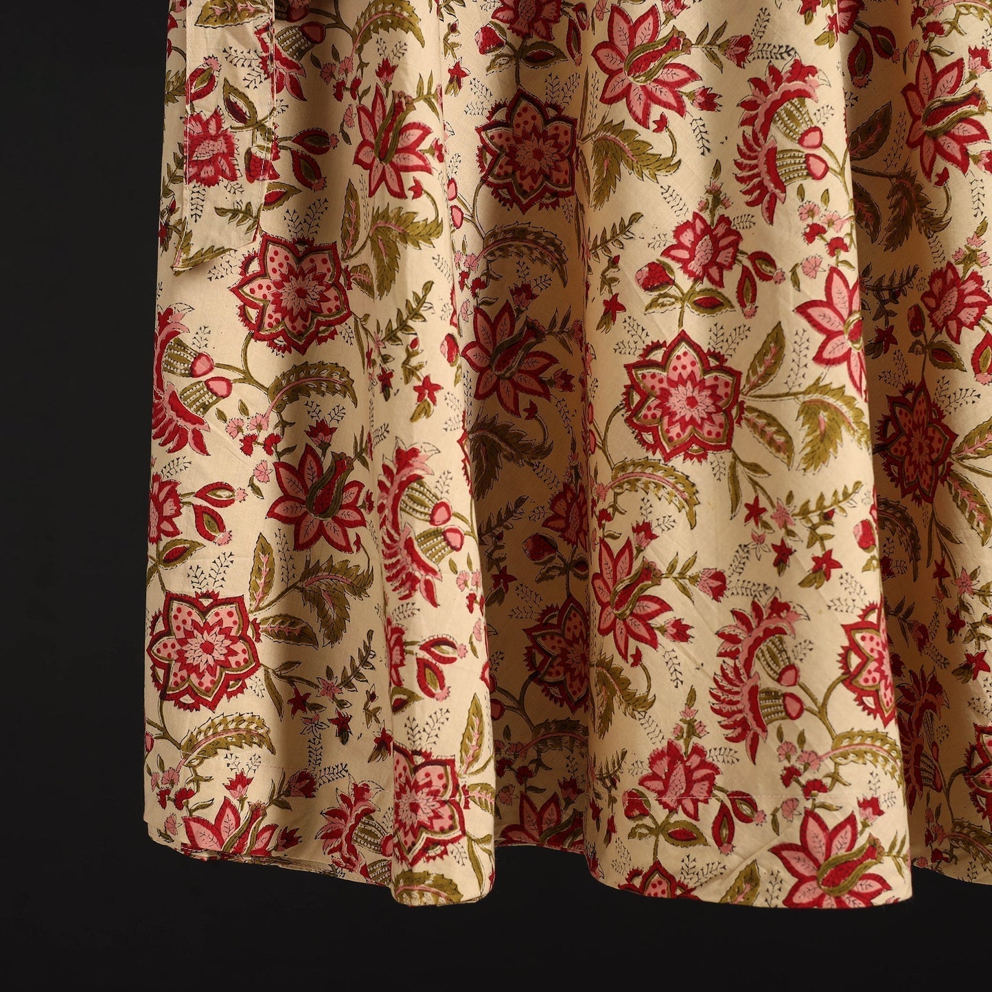 Sanganeri hand cotton wrap around skirt 74 - handcrafted