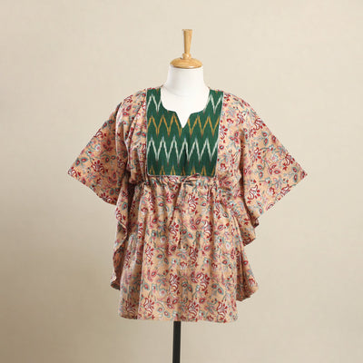 Buy Beige Sanganeri Mosaic Fusion Cotton Kaftan