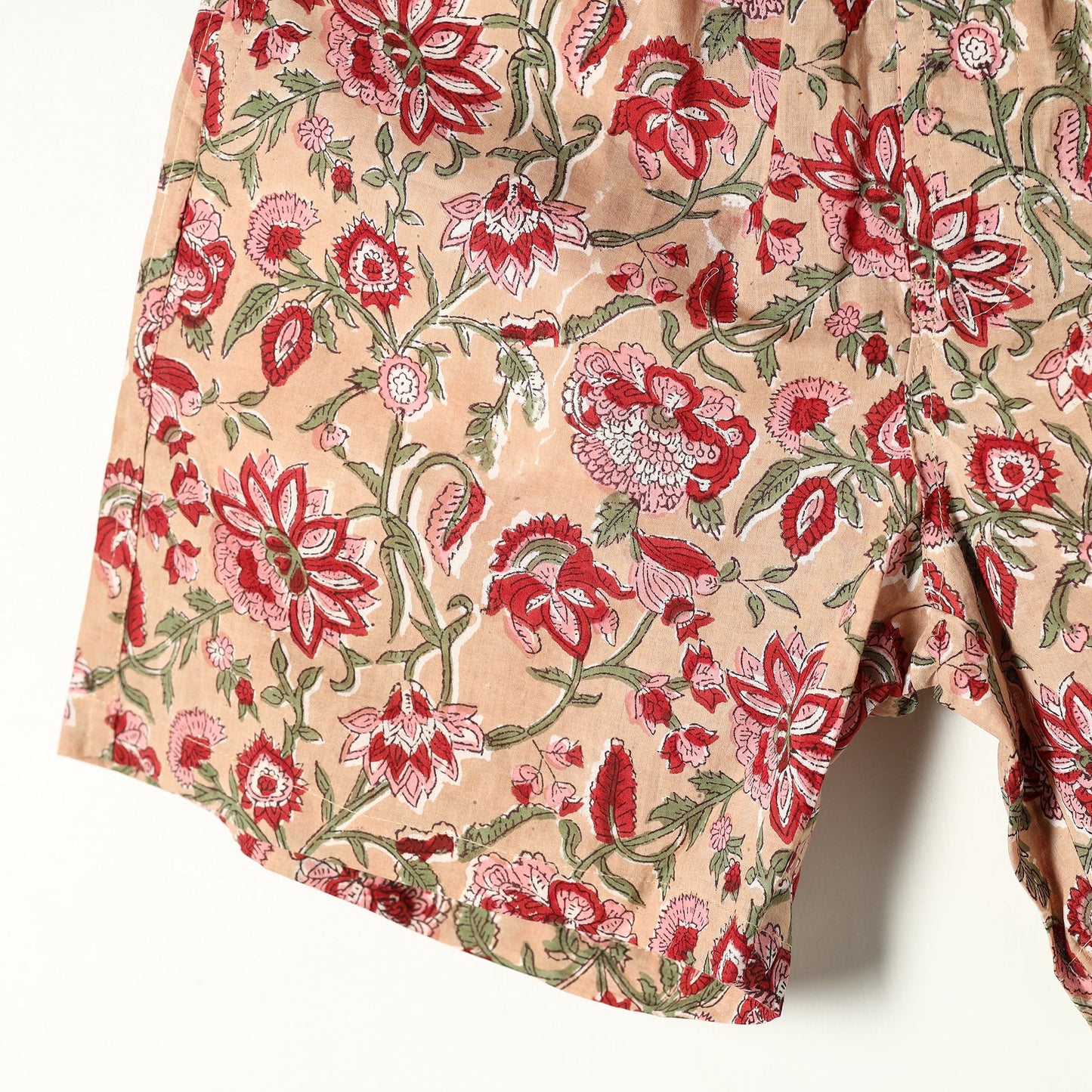 Buy Beige Sanganeri Block Printed Cotton Unisex Boxer/Shorts