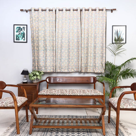 Buy Sanganeri Block Printed Cotton Window Curtain (5 x 3 Feet) (Single Piece) Online at iTopkri