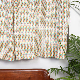 Beige - sanganeri printed cotton window curtain (5 x 3