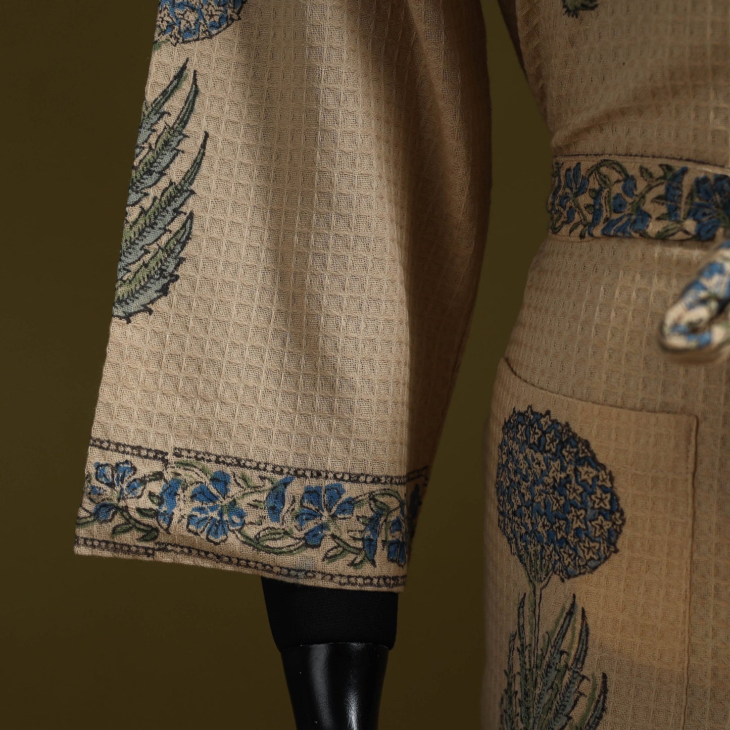 Sanganeri waffle weave handwoven bath robe 17 - handcrafted