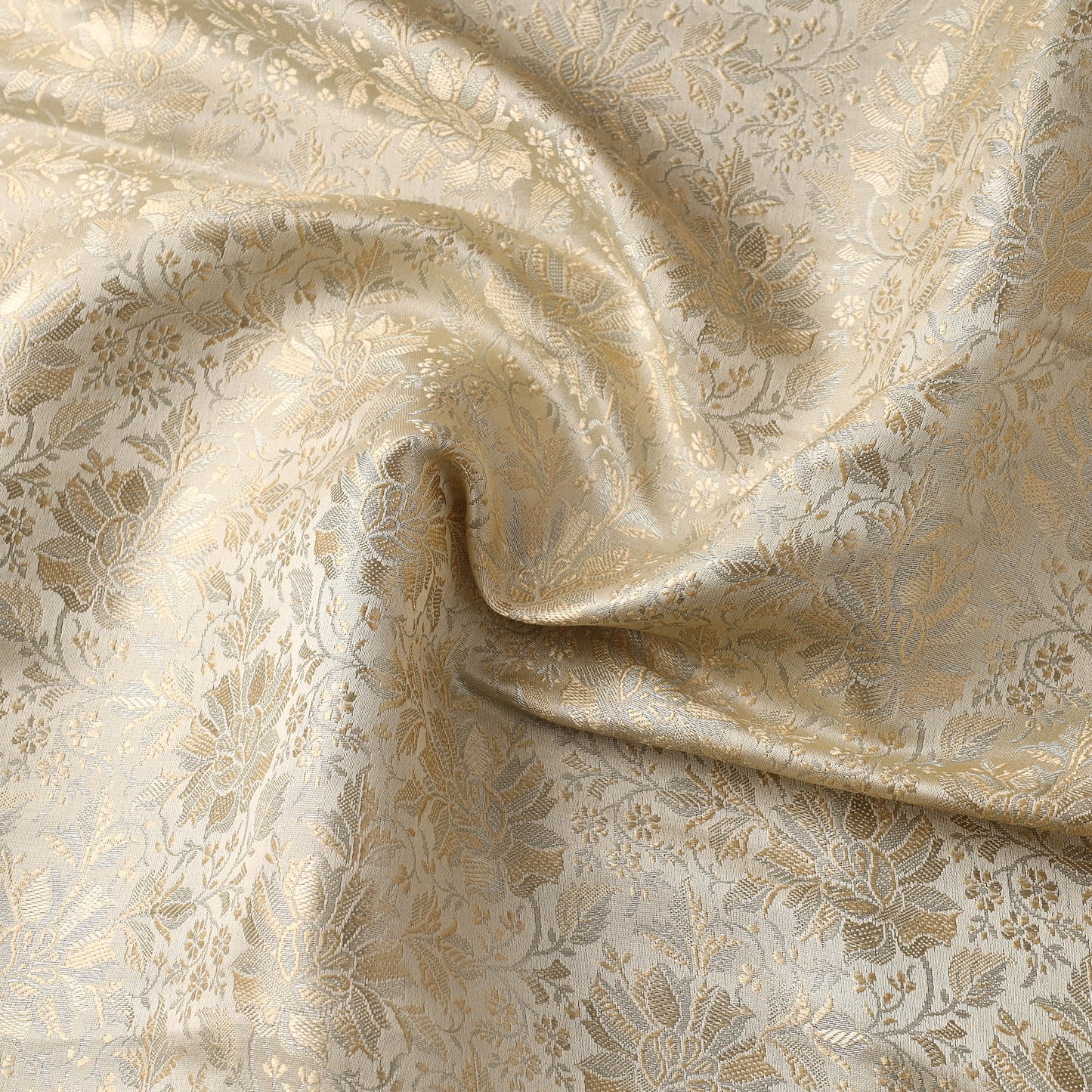 Beige Semi Silk Brocade Banarasi Fabric