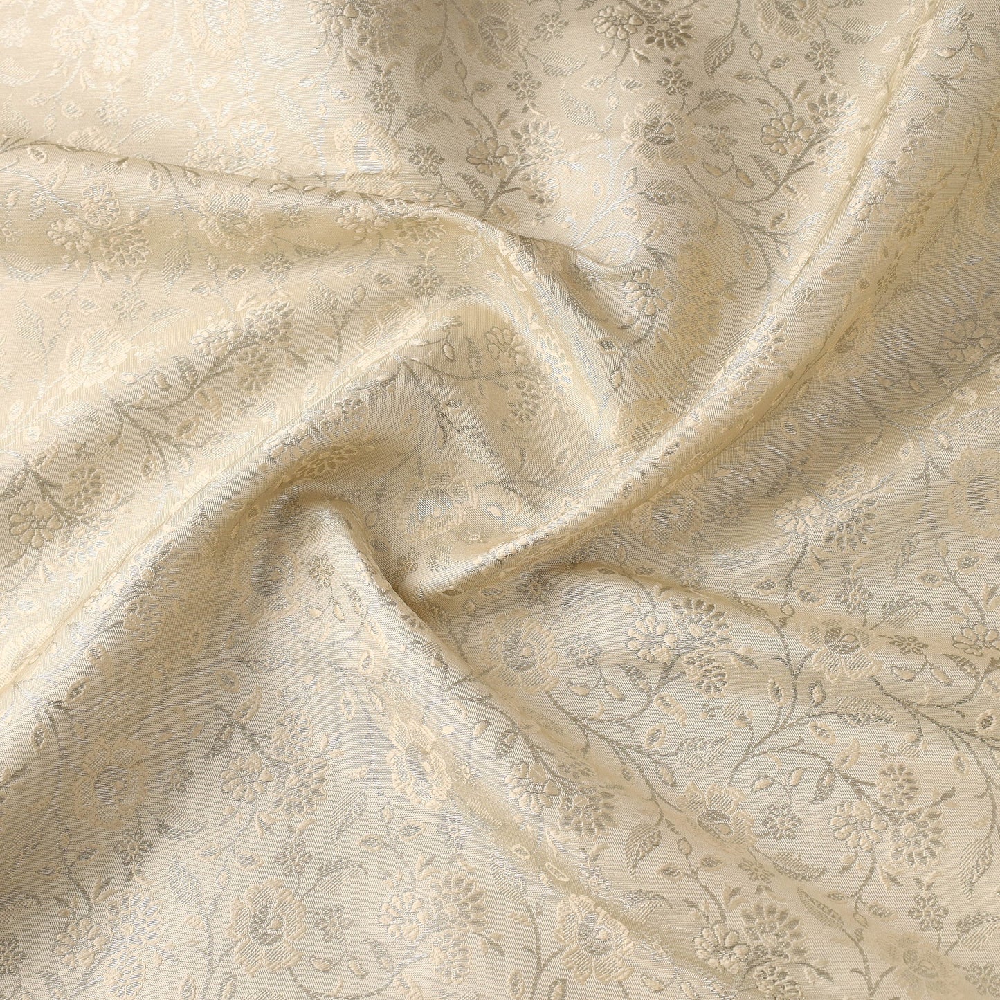 Beige Semi Silk Brocade Banarasi Fabric