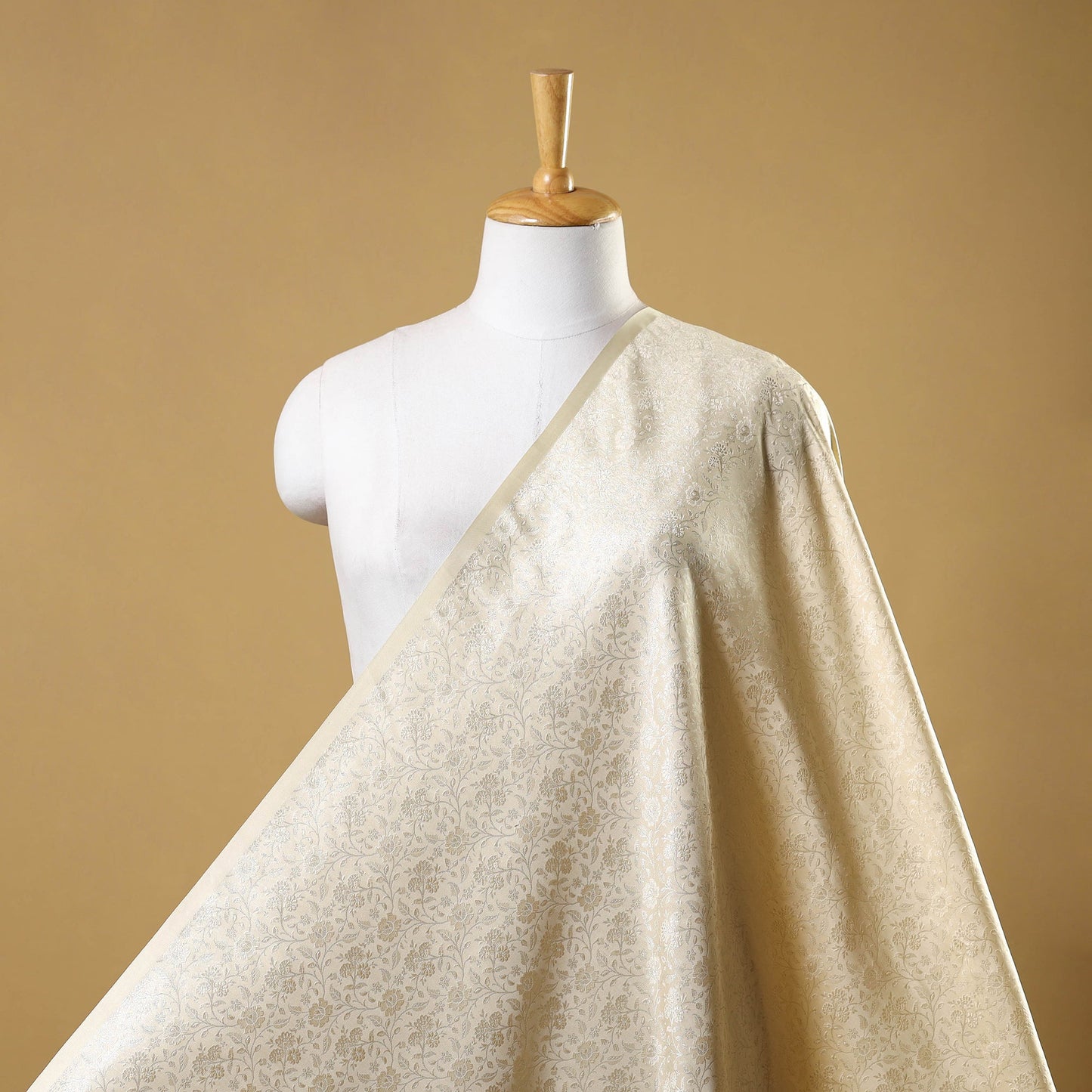 Beige Semi Silk Brocade Banarasi Fabric