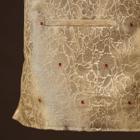 Beige - semi silk meena buti brocade banarasi men nehru