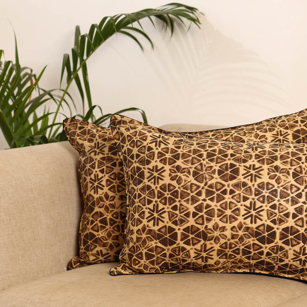 Beige - set of 2 akola hand pillow covers 98 - handcrafted