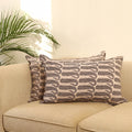 Buy Set of 2 Beige Bagh Block Print Cotton Pillow Covers 