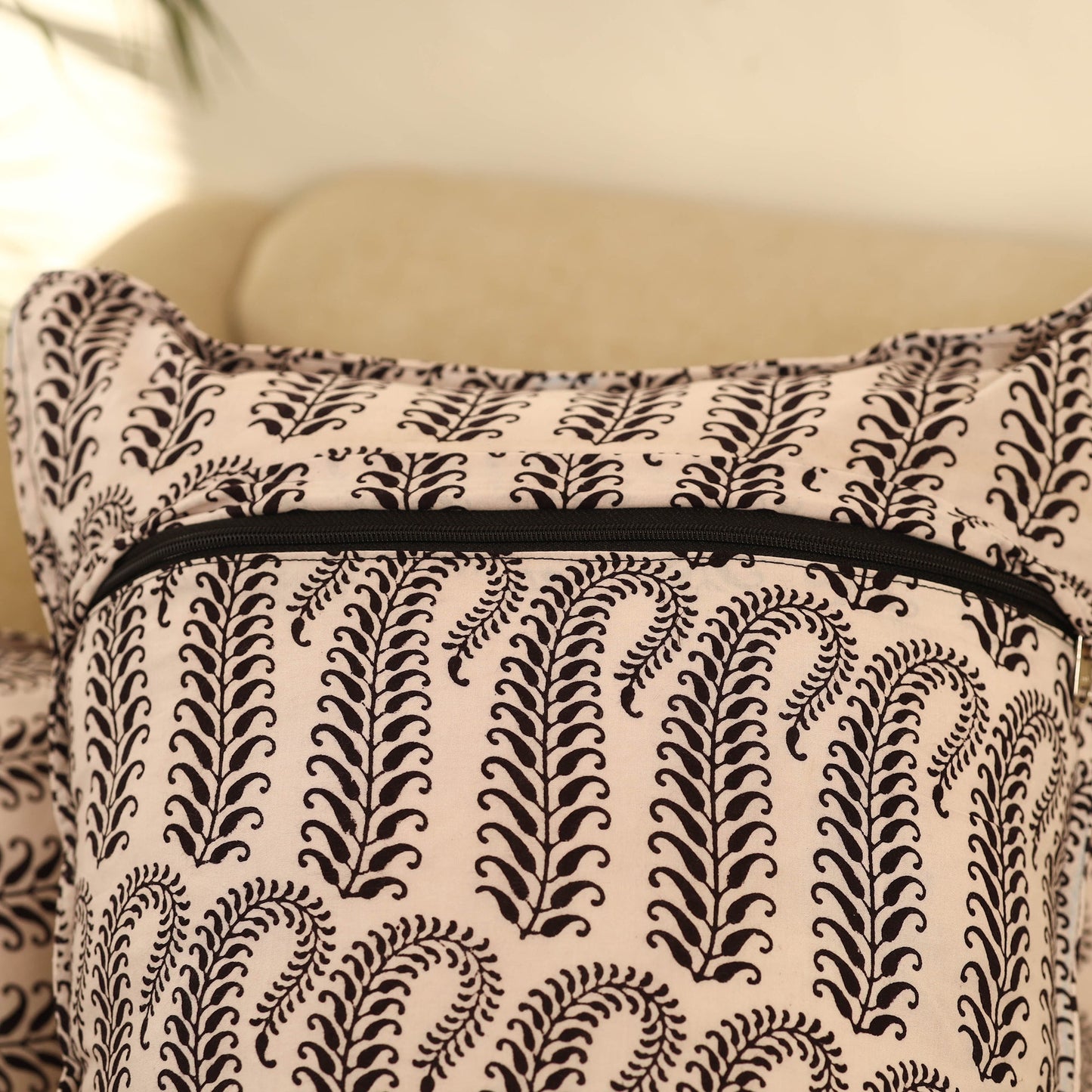 Buy Set of 2 Beige Bagh Block Print Cotton Pillow Covers 