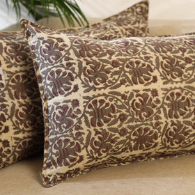 Buy Set of 2 Beige Bagru Block Print Cotton Pillow Covers