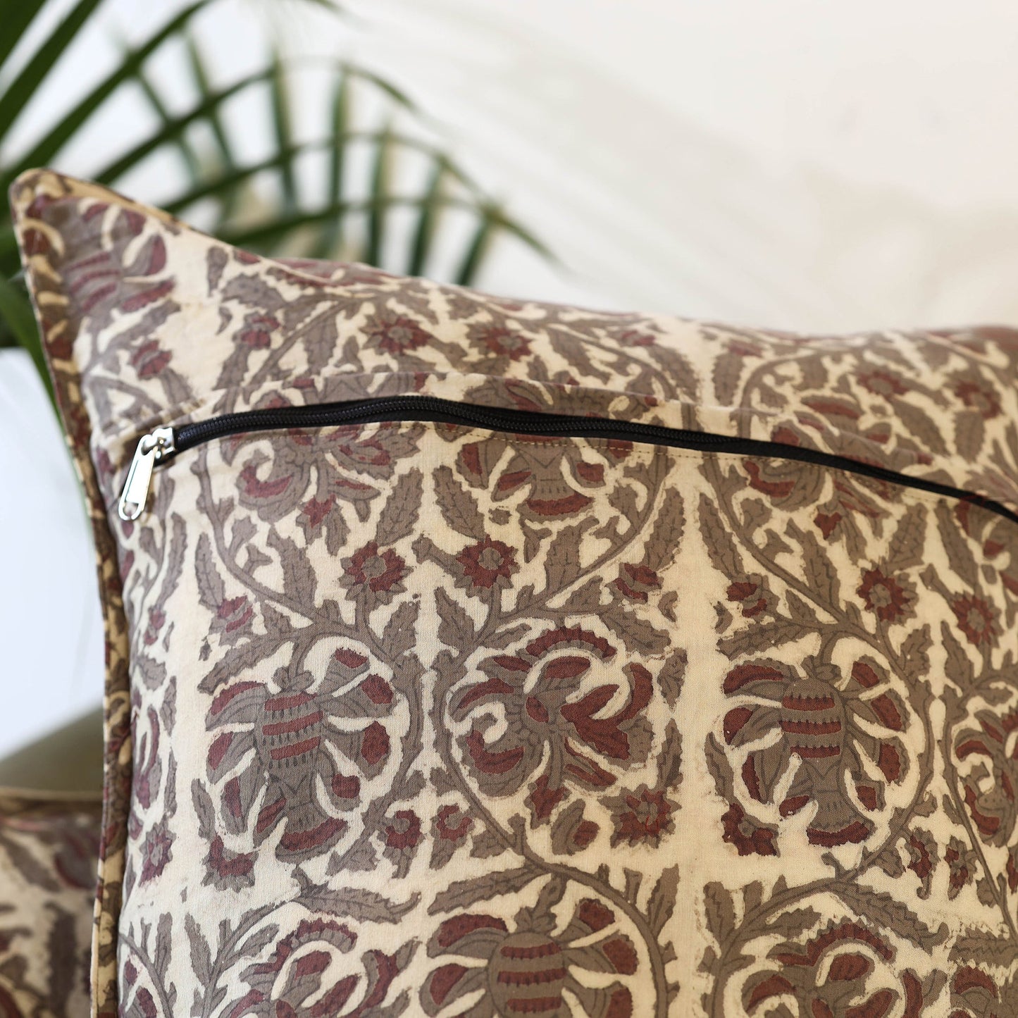 Buy Set of 2 Beige Bagru Block Print Cotton Pillow Covers