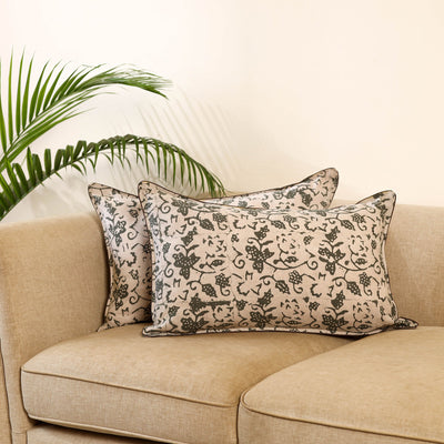 Beige - set of 2 hand batik cotton pillow covers 02