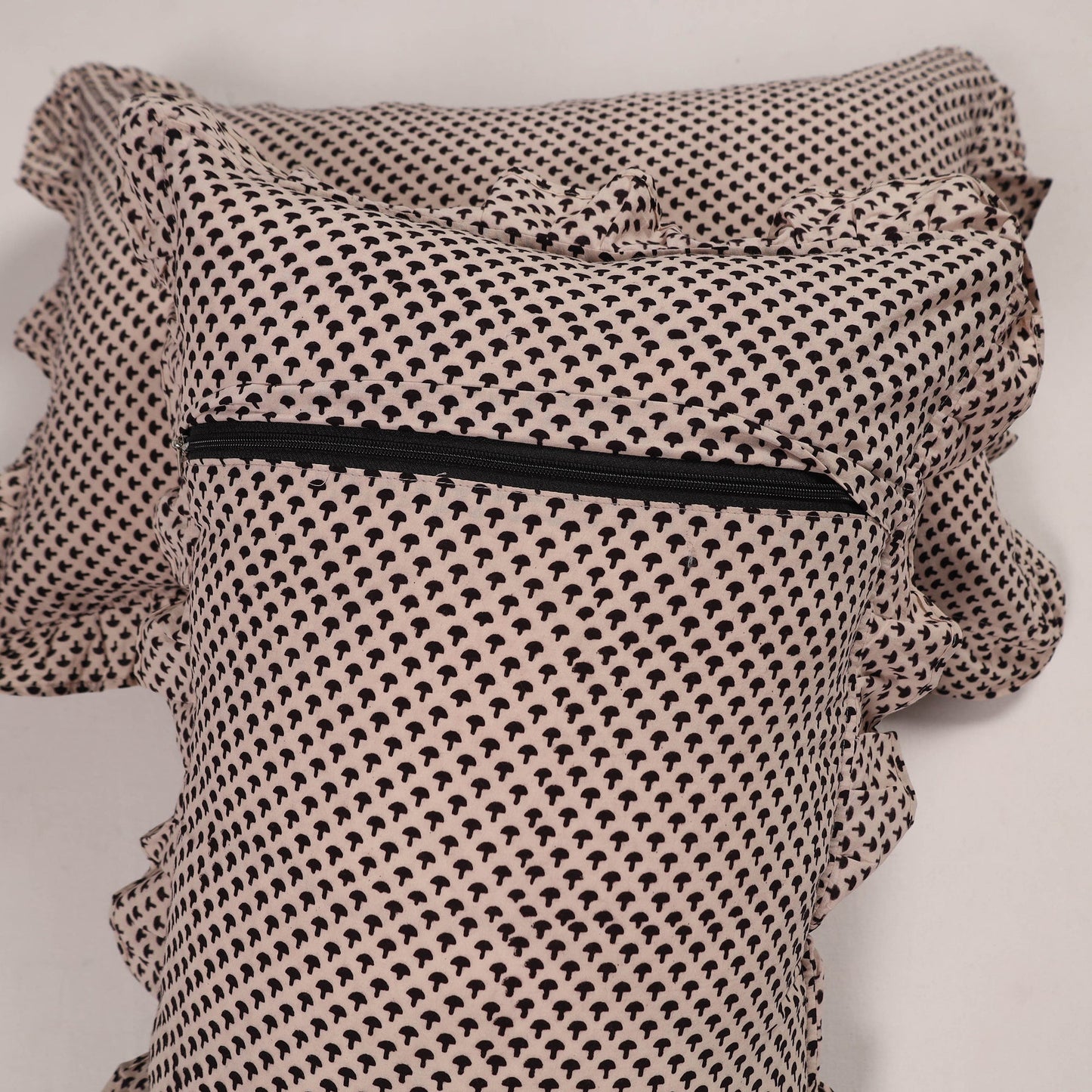 Beige - set of 2 handcrafted cotton frill pillow covers 19