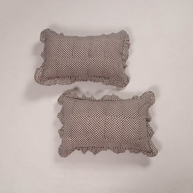 Beige - set of 2 handcrafted cotton frill pillow covers 19