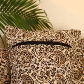Buy Set of 2 Beige Kalamkari Block Print Cotton Pillow Covers