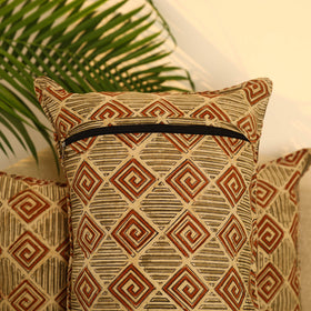 Buy Set of 2 Beige Kalamkari Block Print Cotton Pillow Covers