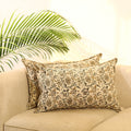 Buy Set of 2 Beige Kalamkari Block Print Cotton Pillow Covers