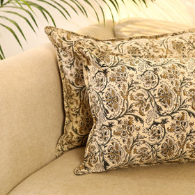 Buy Set of 2 Beige Kalamkari Block Print Cotton Pillow Covers